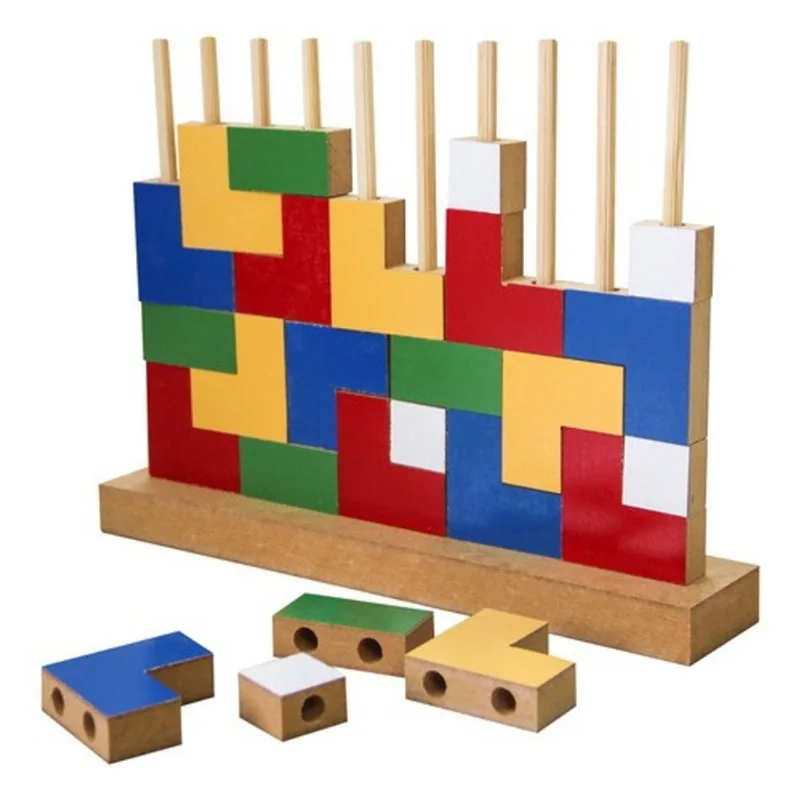 Brinquedo Blocos De Encaixe Na Vertical Em Mdf Colorido