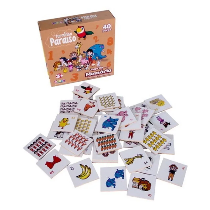 Jogo Memoria Numerais Quantidades Turminha Do Paraiso 40 Pcs