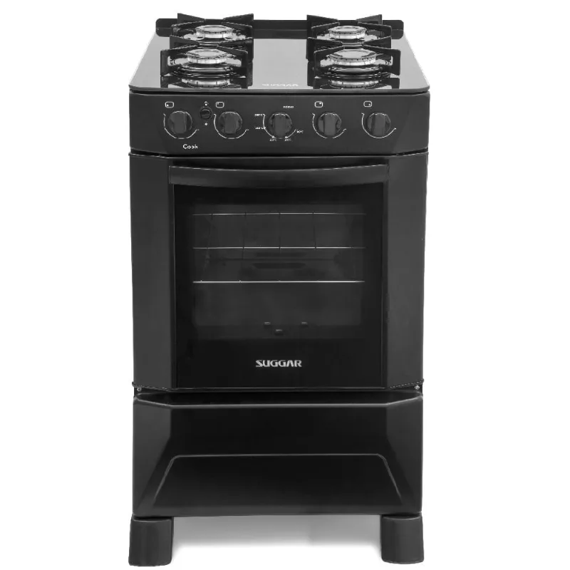 Fogão de Piso Suggar Cook 4 Queimadores Preto Bivolt FGV400PT