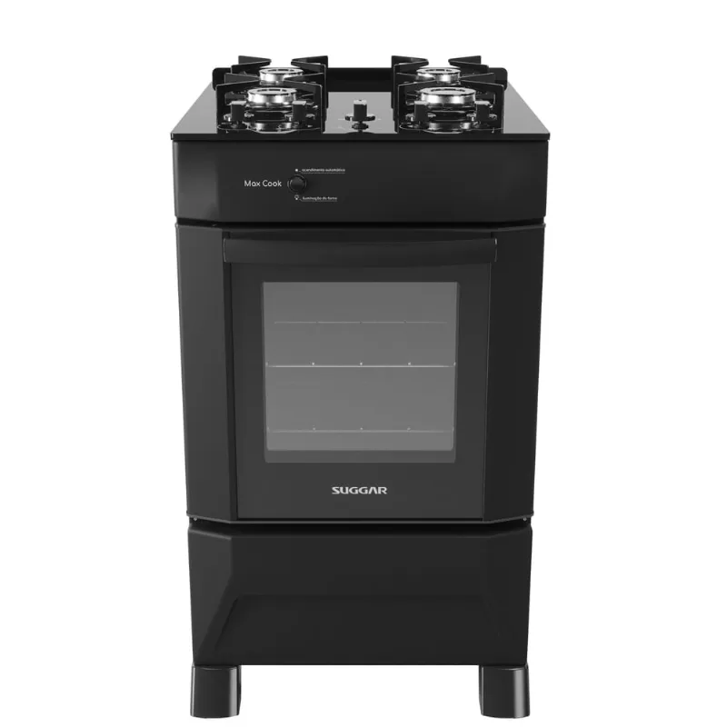 Fogão de Piso Suggar Max Cook 4 Queimadores Preto Bivolt FGV402PT - Suggar