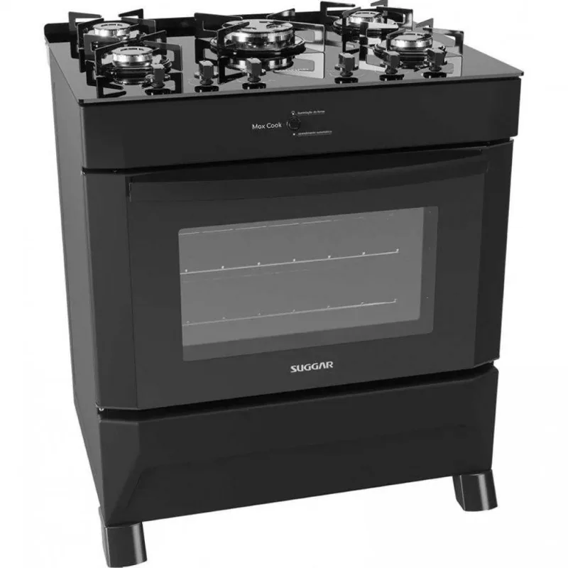 Fogão Max Cook Plus 5 Bocas Fgv504Pt Suggar Preto Bivolt Bivolt - Suggar