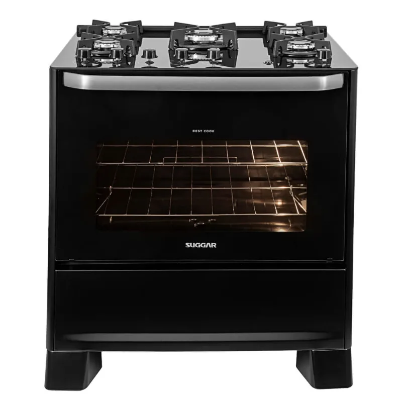 Fogão Suggar 5 bocas Best Cook com Acendimento Automático e Tripla Chama Preto - 220V - Suggar