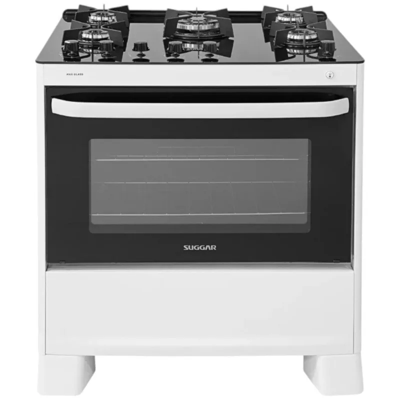 Fogão 5 Bocas Suggar Max Glass Bivolt Branco (MP) - Suggar