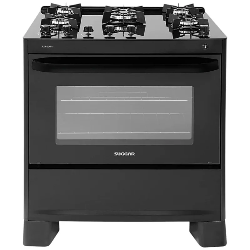 Fogão 5 Bocas Suggar Max Glass Bivolt Preto (MP)