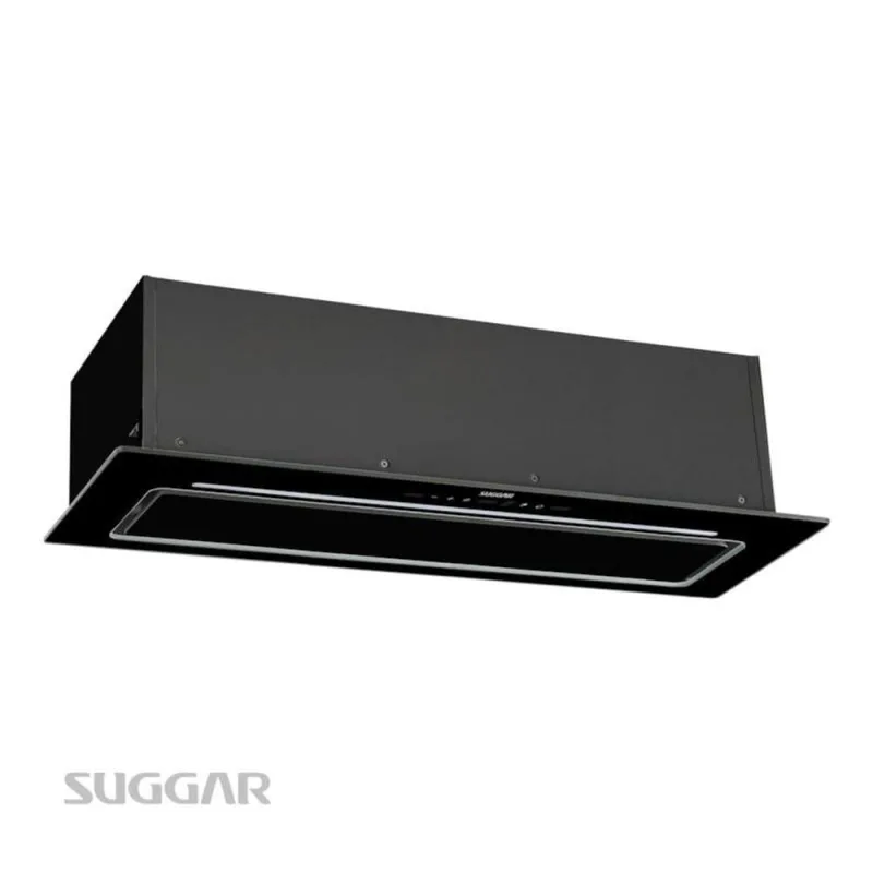Coifa de Embutir Suggar Topázio TP9002PT 90CM Vidro Preto Painel Touch LED Exaustor e Depurador 220V - suggar