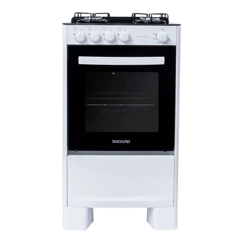 Fogão Suggar de Piso Cook Essence 4 Bocas com Mesa de Vidro Branco - Suggar