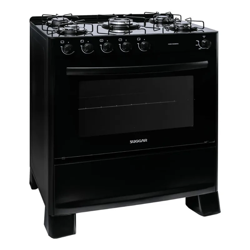 Fogão Suggar de Piso Cook Essence 5 Bocas com Mesa de Vidro Preto - Suggar
