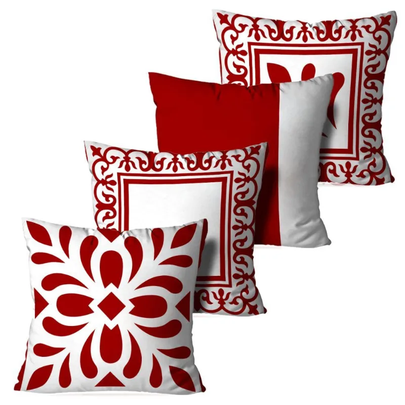 Kit 4 Capas Almofadas Decorativas Ornamentos Marsala 45x45cm