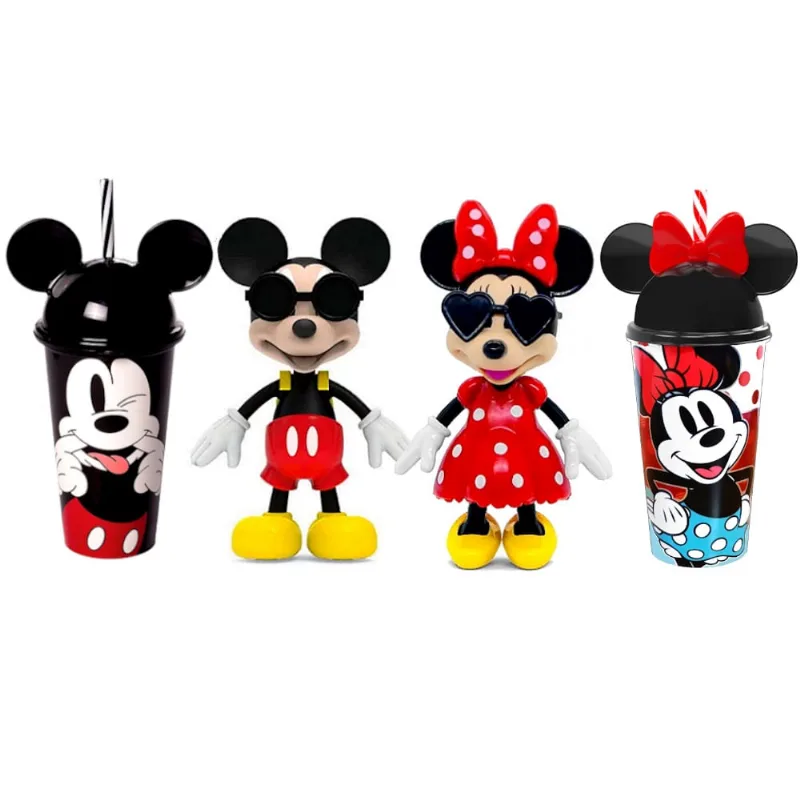 Kit Boneco Mickey Boneca Minnie e 2 Copos Disney Jr. Elka