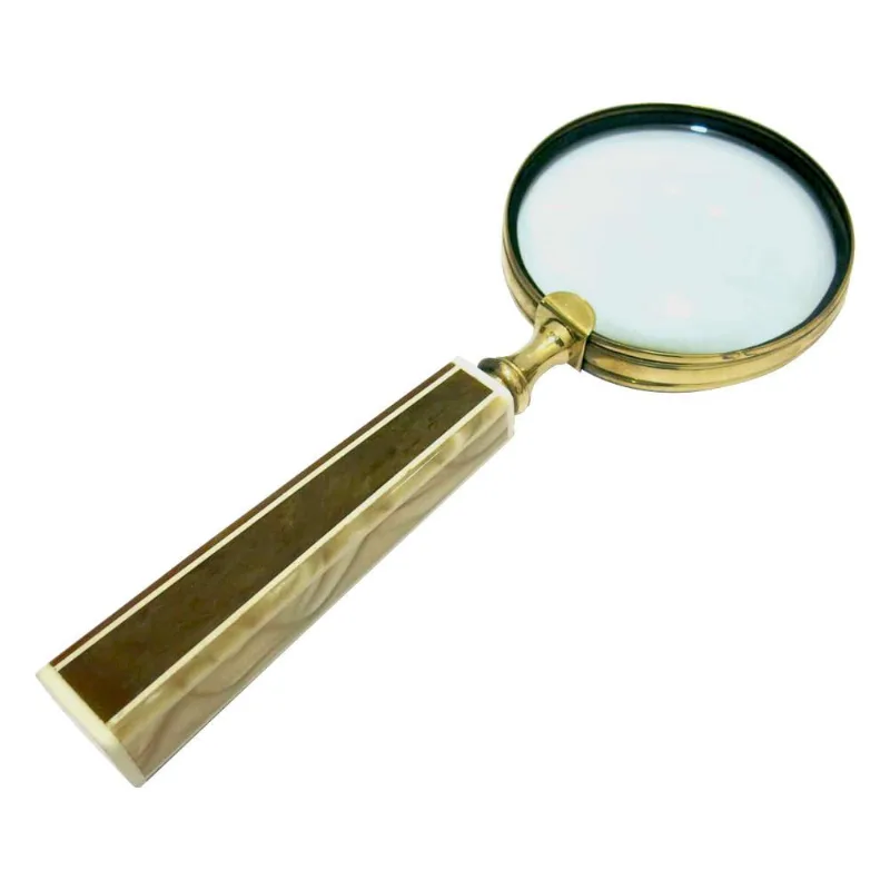 Lupa de aumento decor metal dour c/cabo de resina bege 24cm