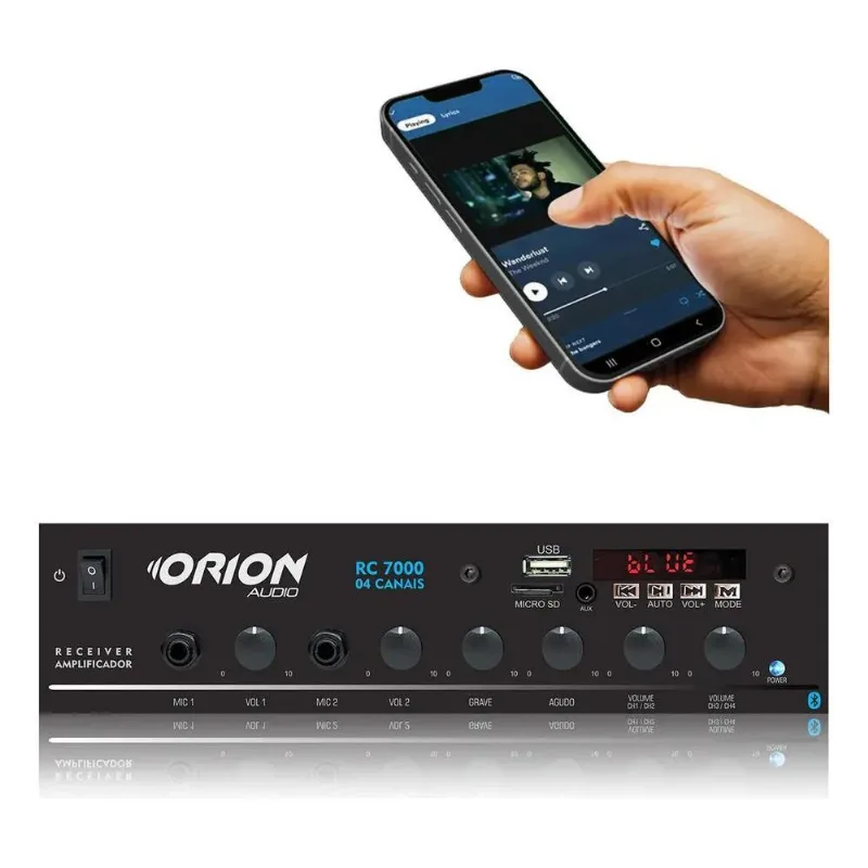 Amplificador Orion Receiver Bluetooth 4ch Rc7000 500w 4 Ohms