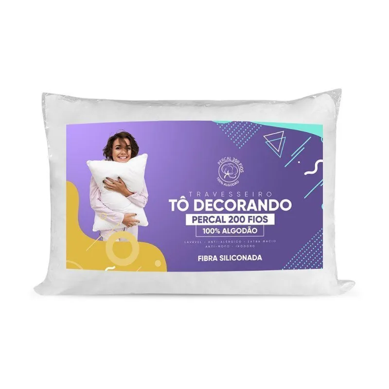 Travesseiro Sensação Percal 200 Fios 100% Algodão - Fibra Siliconada - Branco