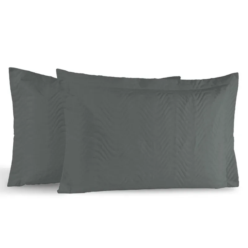Kit Portas Travesseiros Silver Percal 180 Fios 50cm x 70cm 2 Peças - Grafite - Casa Modelo Enxovais