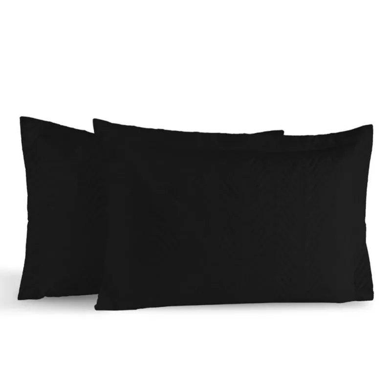 Kit Portas Travesseiros Silver Percal 180 Fios 50cm x 70cm 2 Peças - Preto - Casa Modelo Enxovais - Cama, Mesa E Banho