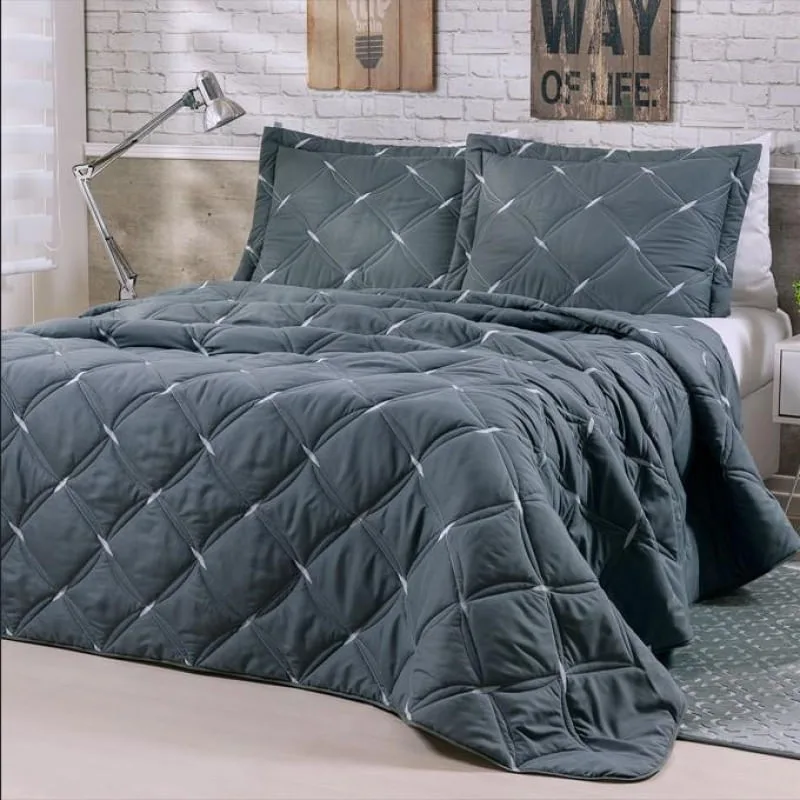 Cobre Leito 3 Peças CASAL Percal 200 Fios Unique - CASA MODELO E TÔ DECORANDO - Cama, Mesa E Banho