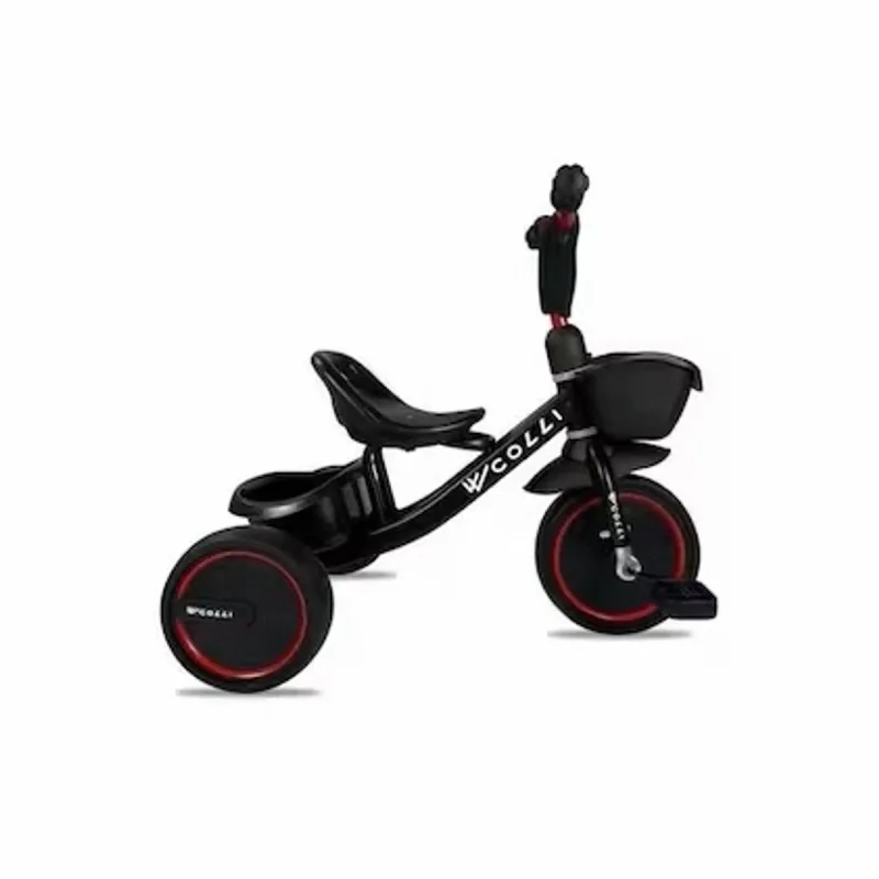 Bicicleta Infantil Colli Triciclo Kika Aro 12 Quadro de Aço Carbono Duplo Cesto Preta - COLLI