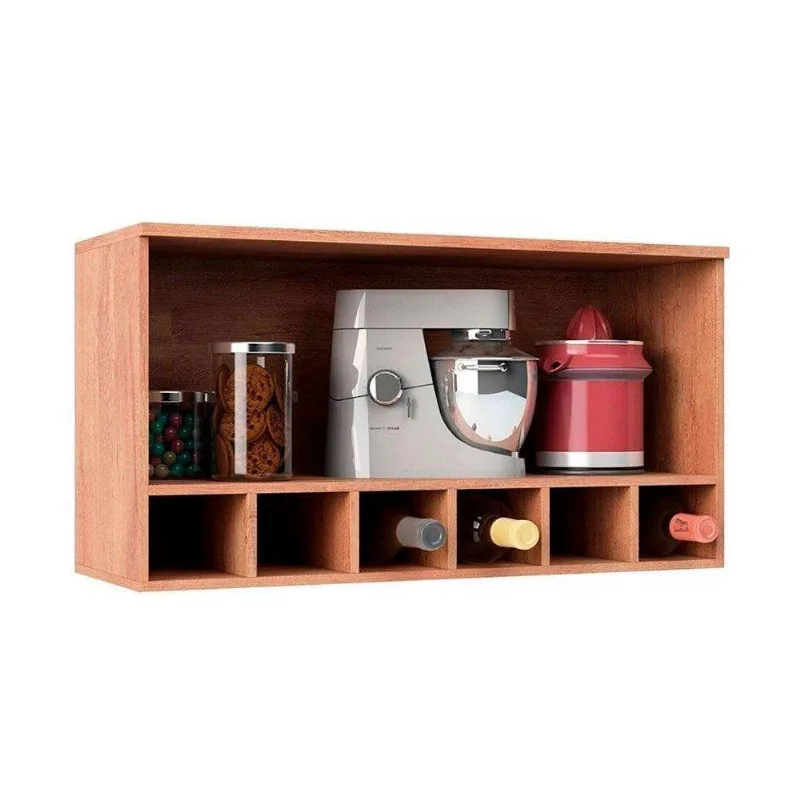 Armário Aéreo p/ Cozinha Nápoli Prime Adega c/ 1 Porta Basculante 80cm Amendoa/Off White - Ronipa