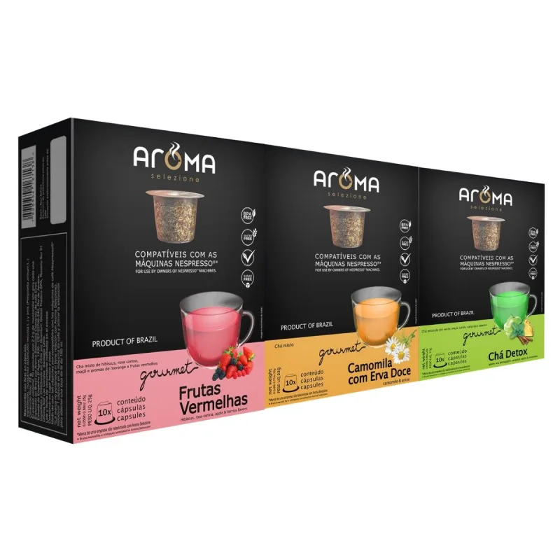 30 Cápsulas Para Nespresso - Degustação Chá - Cápsula Aroma - Não Informado
