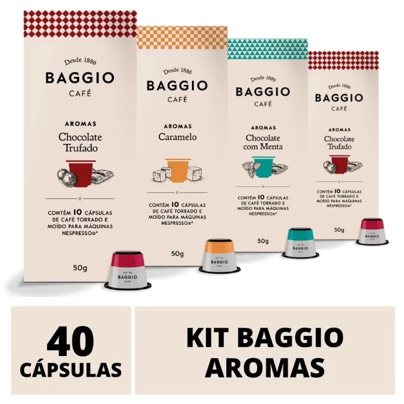 40 Cápsulas Para Nespresso – Café Baggio – Chocolate Trufado, Menta e Caramelo