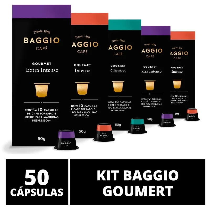 50 Cápsulas Para Cafeteira Nespresso – Baggio Café Gourmet – 5 caixas
