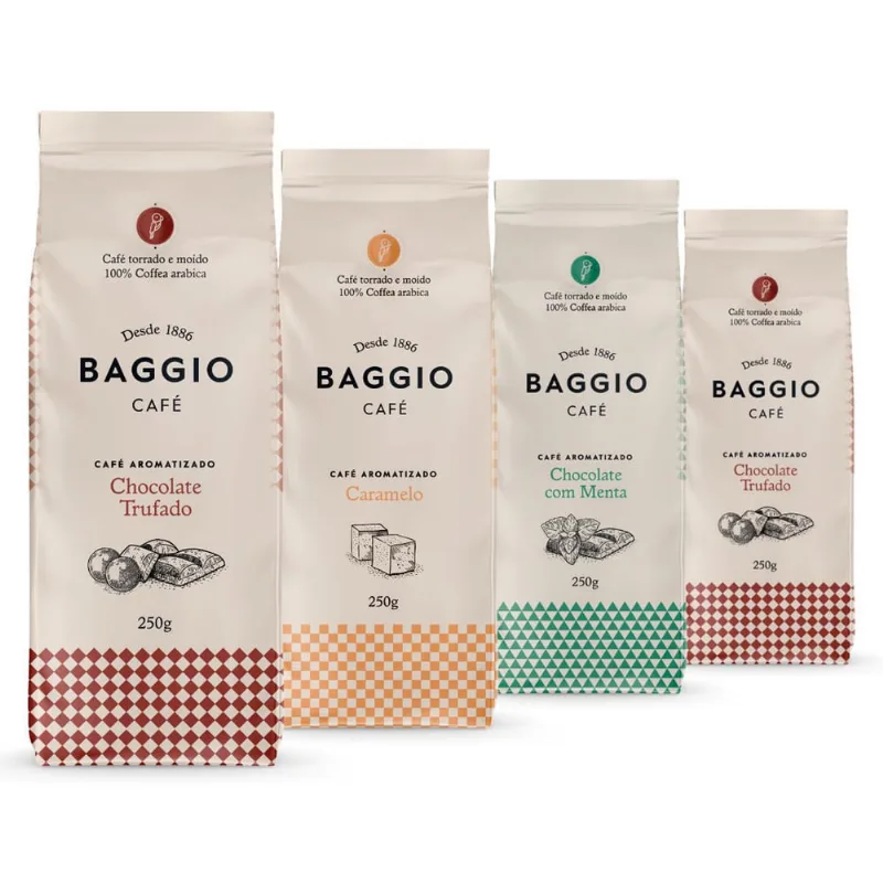 Café Aromatizado, Café Em Pó Baggio, 4 Pacotes, 1.000G