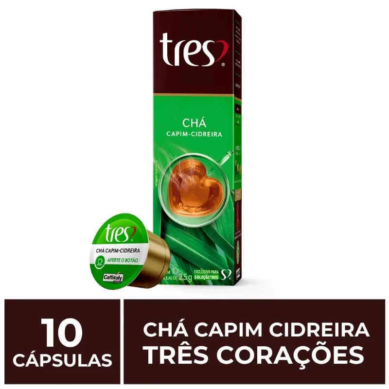 10 Cápsulas Três Corações, Chá Capim Cidreira