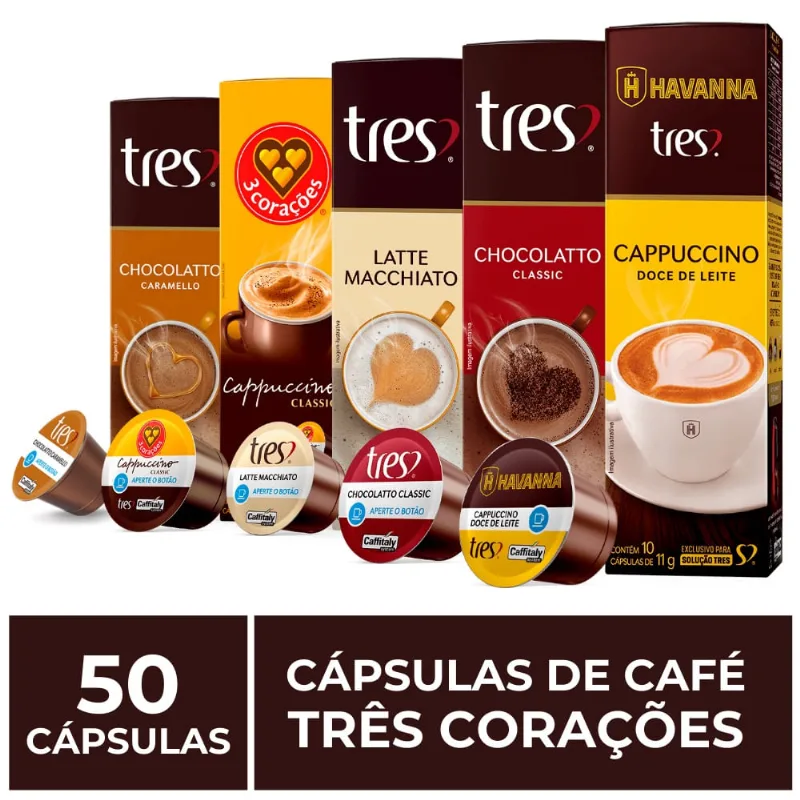 50 Cápsulas Três Corações, Bebida Cremosa