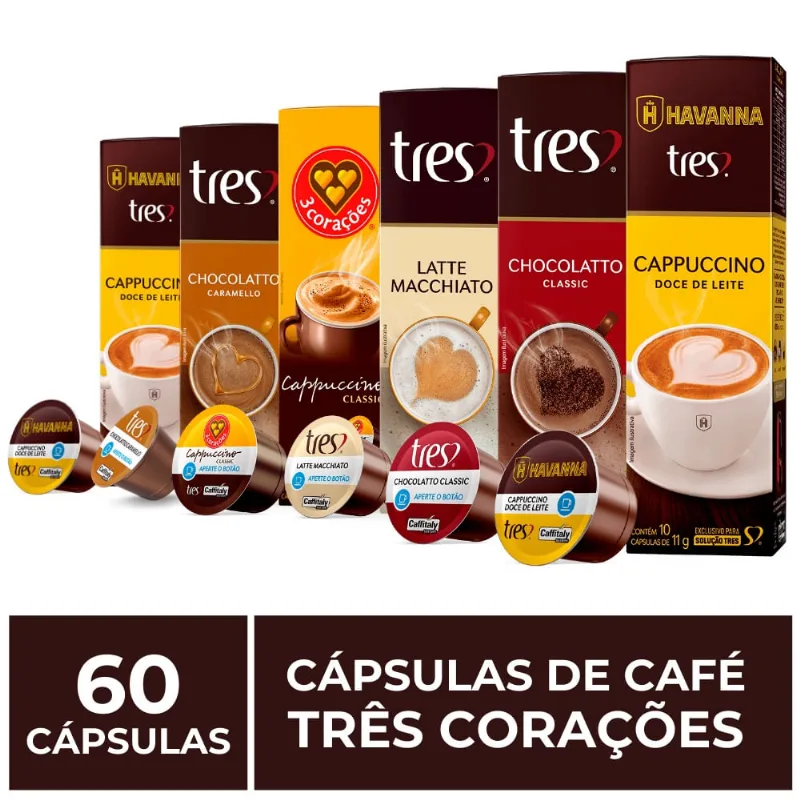 60 Cápsulas Três Corações, Bebida Cremosa