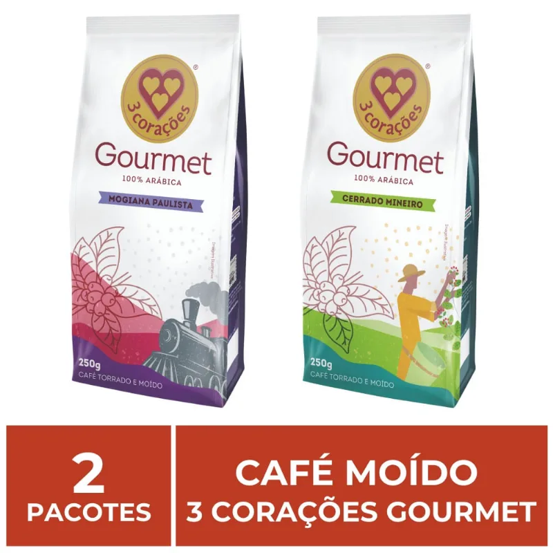 2 Pacotes de 250g, Café Moído, Três Corações Gourmet