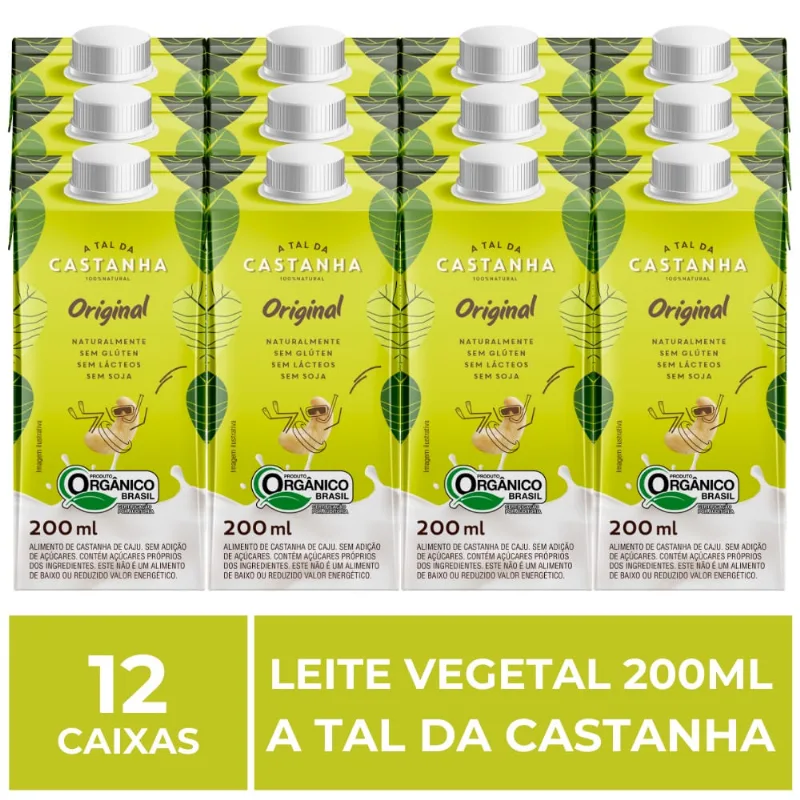 12 Caixas de 200ml de Leite Vegetal, A Tal da Castanha