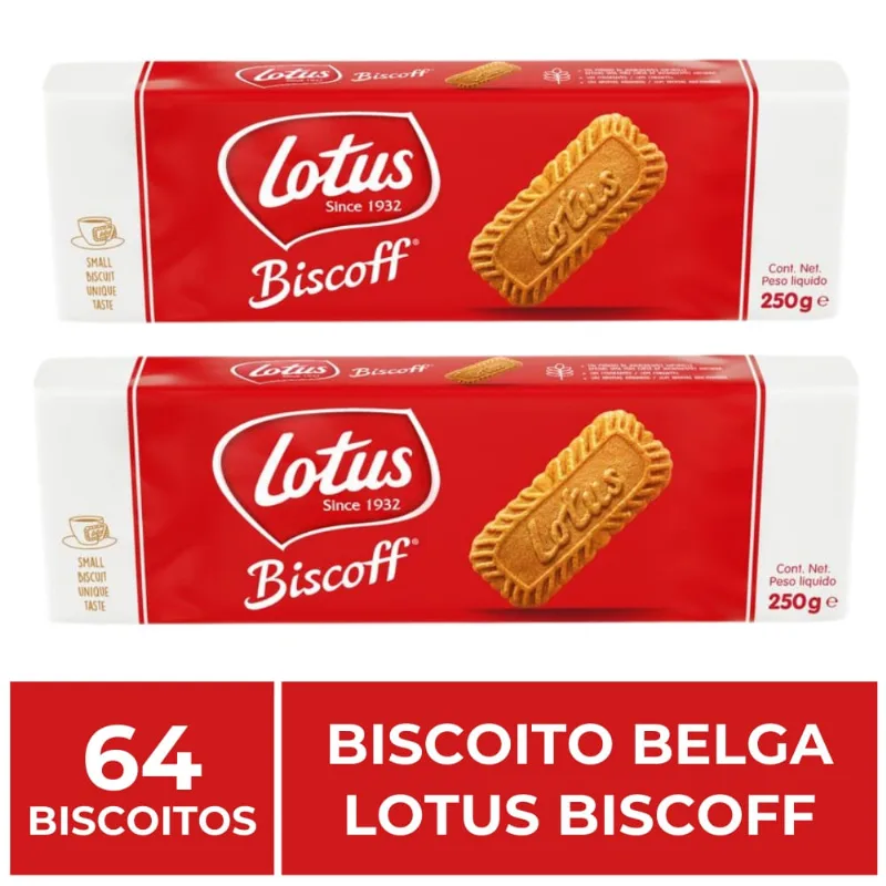 64 Biscoitos - 2 Pacotes x 32 - Lotus Biscoff