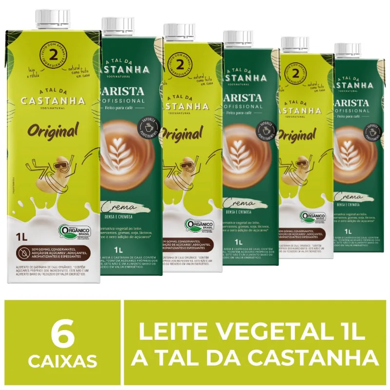 6 Caixas de 1L de Leite Vegetal, A Tal da Castanha