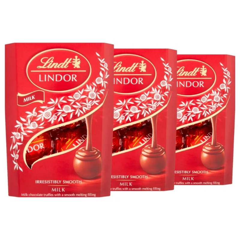 Bombom De Chocolate Suiço, Lindt Lindor, 3 Caixas De 37G