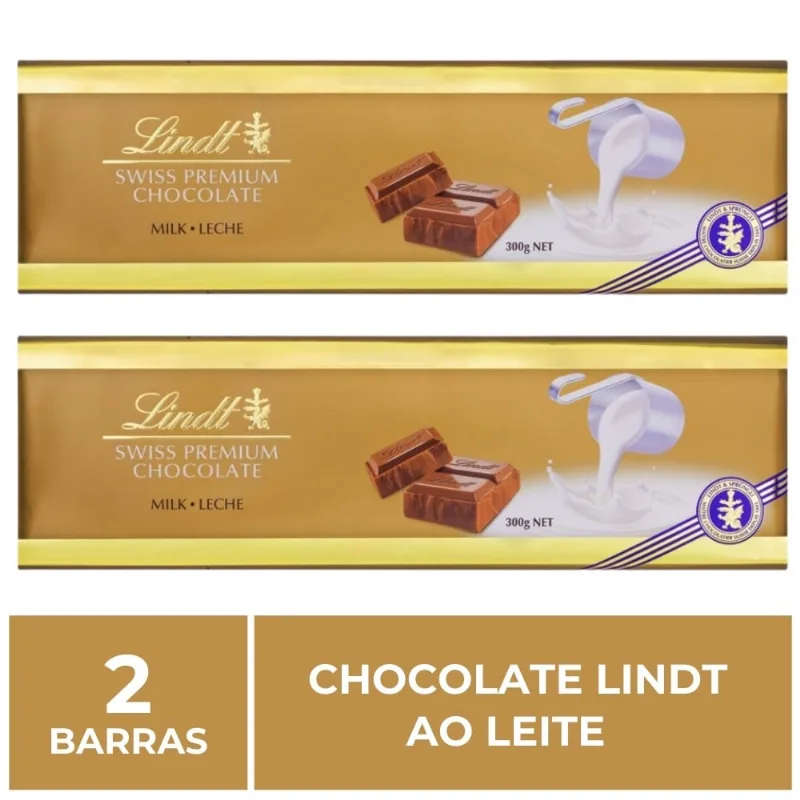 Chocolate Lindt Premium, Ao Leite, 2 barras de 300g