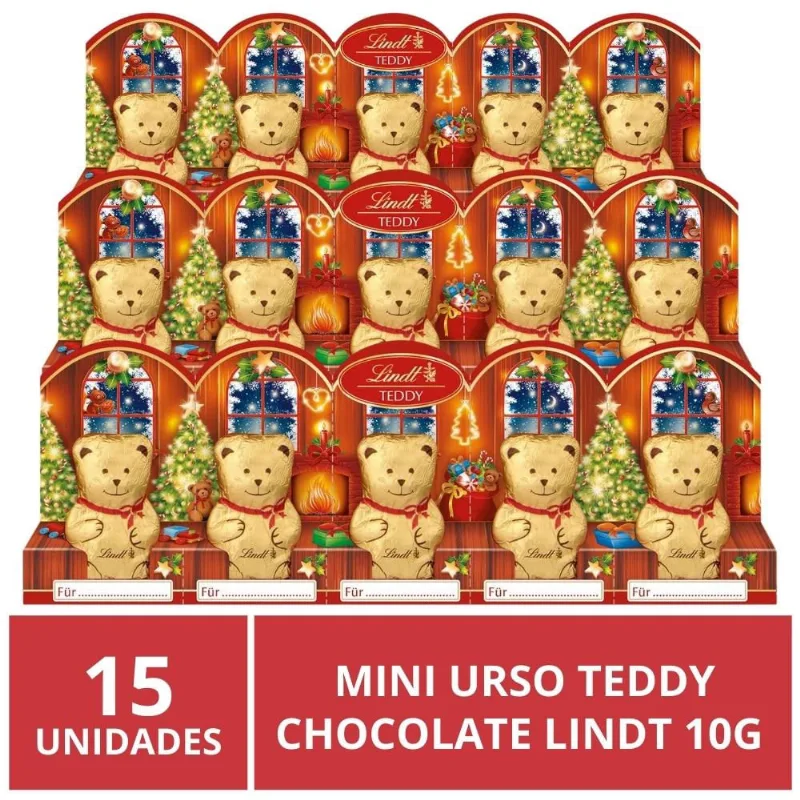 Chocolate Lindt Importado, 15 Ursinhos Teddy de 10g