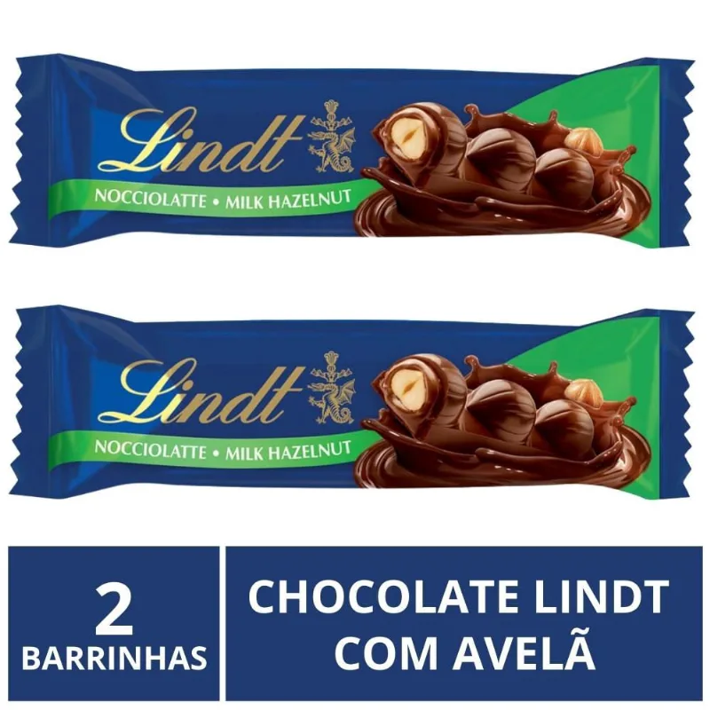 Chocolate Lindt Barra, Ao Leite c/ Avelã, 2 Barrinhas de 35g