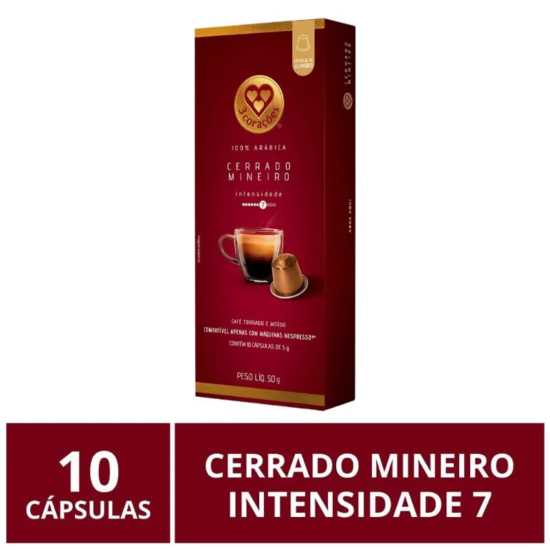 10 Cápsulas para Nespresso, 3 Corações, Cerrado Mineiro