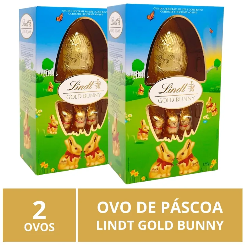 2 Ovos de Páscoa Lindt com Coelhos de Chocolate, 125g
