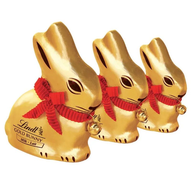 Lindt Gold Bunny 3 Coelhos De Chocolate Páscoa 100G