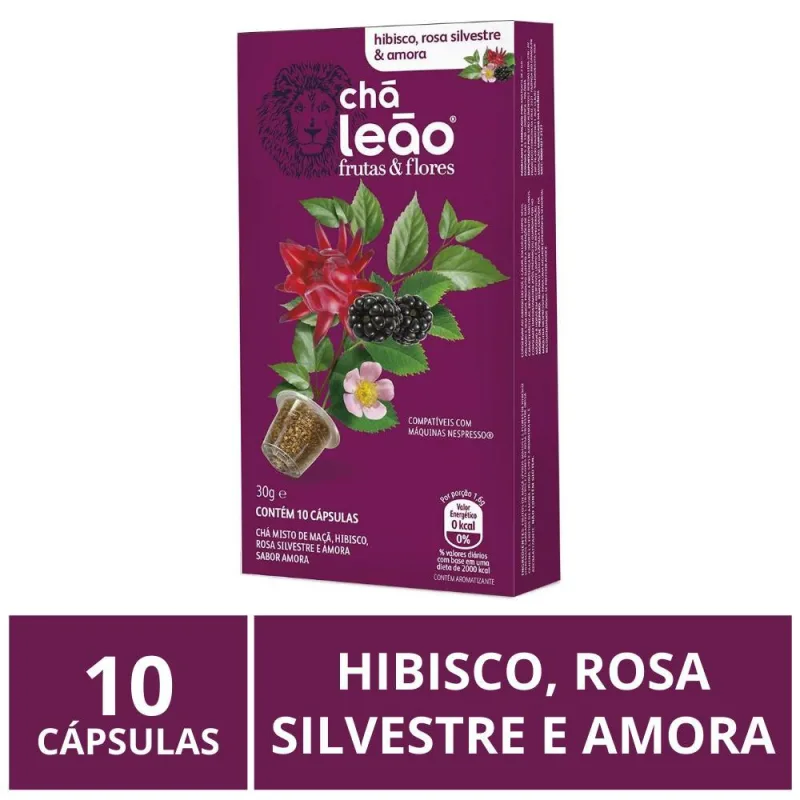 Cápsulas Chá Leão, Hibisco Rosa Silvestre Amora Nespresso - Não Informado - Mercearia