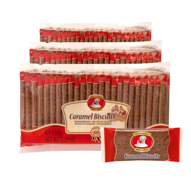 Biscoito Caramel Biscuits, 150 Bolachas Belga (3 Pacotes) - Não Informado - Mercearia