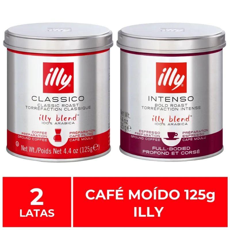 Café Moído, Illy, 2 Latas de 125g