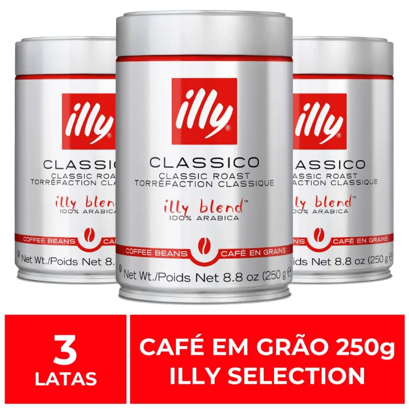 Café em Grão, Illy, 3 Latas de 250g