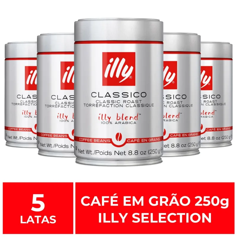 Café em Grão, Illy, 5 Latas de 250g