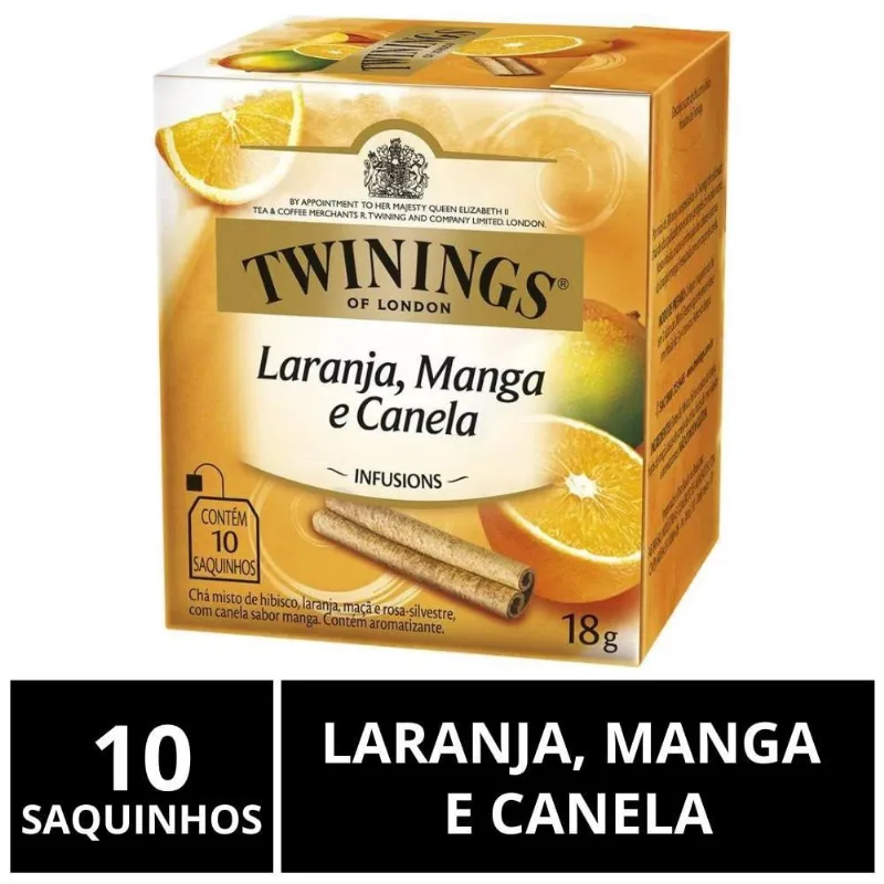 Chá Twinings, Caixa Com 10 Sachês, Laranja, Manga E Canela