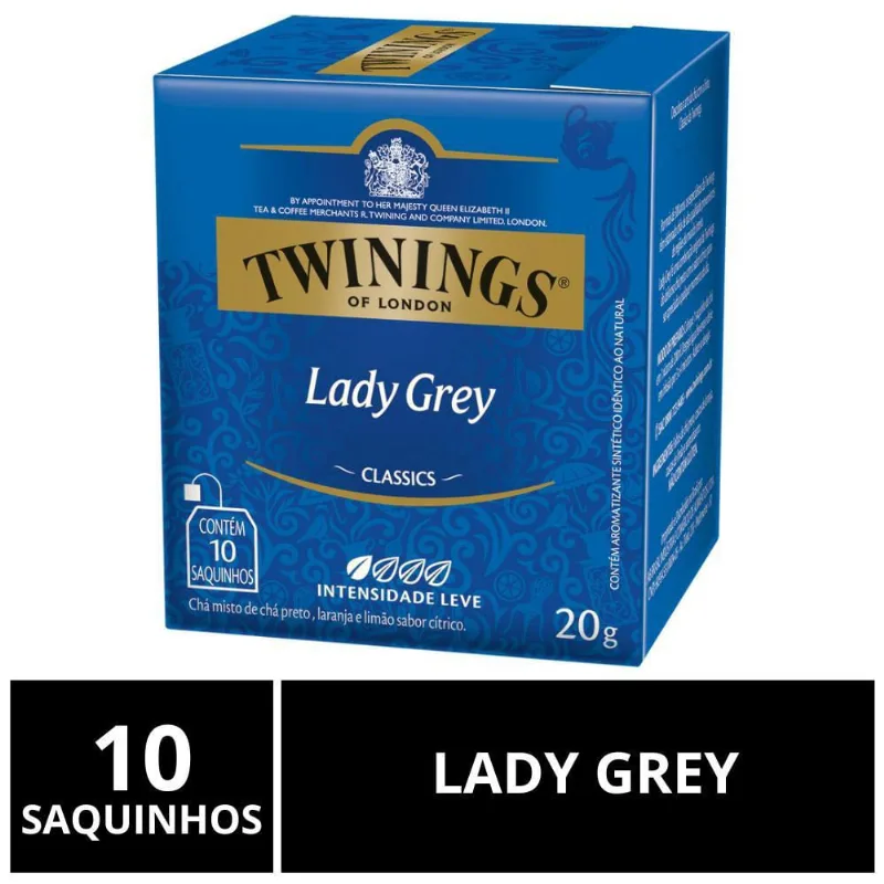 Chá Twinings, Caixa 10 Saquinhos, Chá Lady Grey