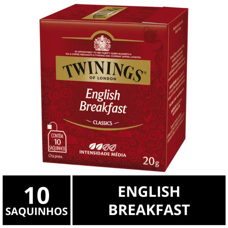 Chá Twinings, Caixa 10 Saquinhos, Chá English Breakfast
