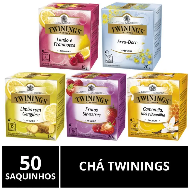 Chá Importado, Twinings, 5 Caixas Com 10 Saquinhos