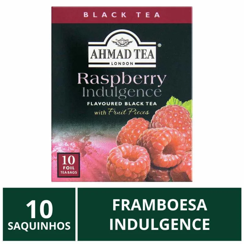 Chá Inglês Ahmad Tea, Framboesa Idulgence, 10 saquinhos