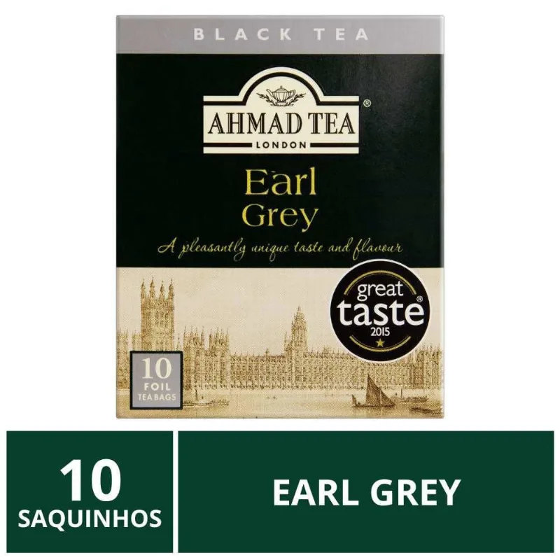 Chá Inglês Ahmad Tea, 10 Saquinhos, Earl Grey